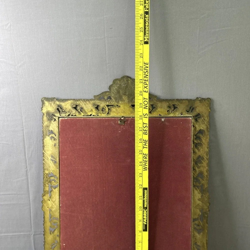 Antique Victorian Convex Glass Praying Child Print Rococo Spelter Frame c1900